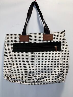 Fossil  Black and White Polka Dot Tote Bag maternity business travel